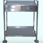 CHARIOT À 2 ÉTAGES EN INOX AVEC 2 TIROIRS