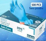 GANTS NITRILE LARGE BLEU PPS (Boite 100ps) HAUTE GAMME – Image 2
